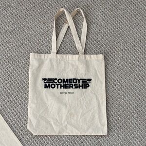 Natural Canvas Tote Bag with Black Comedy Mothership Logo